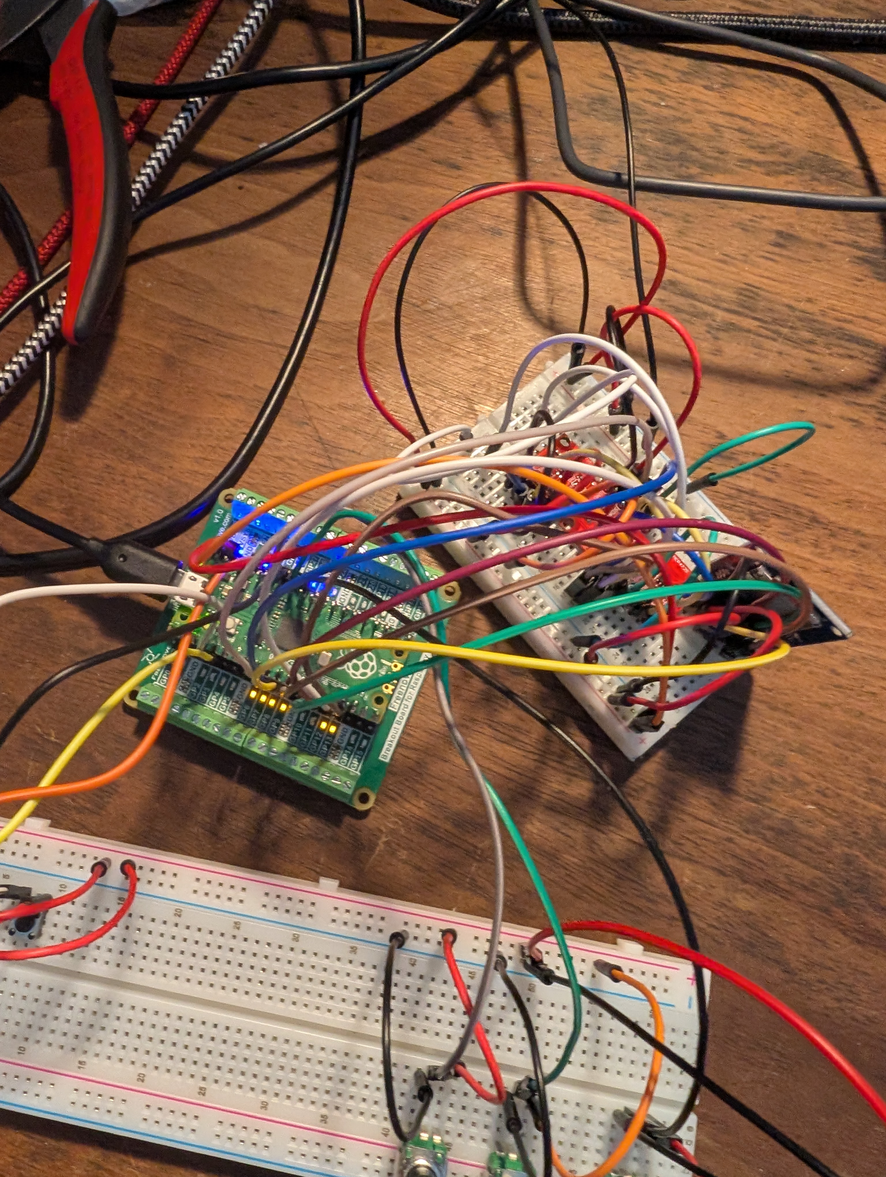 Another partial breadboard shot for the image-to-cv converter. The implementation of the concept included an SD card reader that read RGB values from an image